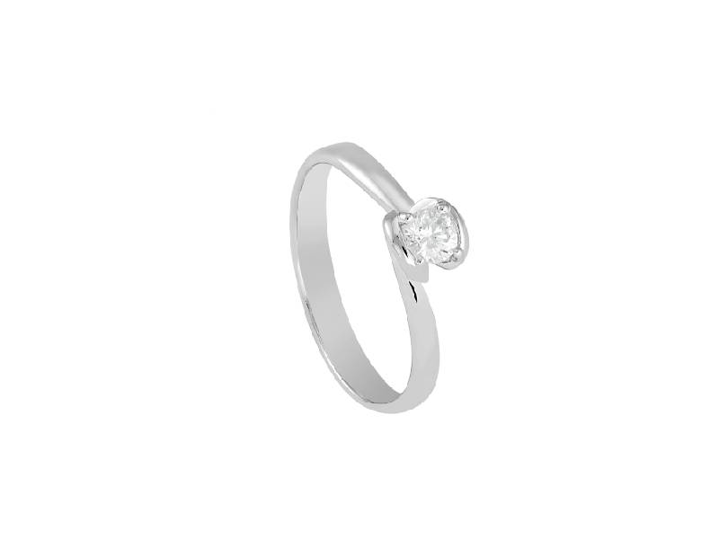 18 KT WHITE GOLD SOLITAIRE RING WITH DIAMOND 0.10 F VVS WORLD DIAMOND GROUP ASL026DI